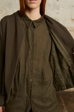 Dennis, black oversize shirt in ramie