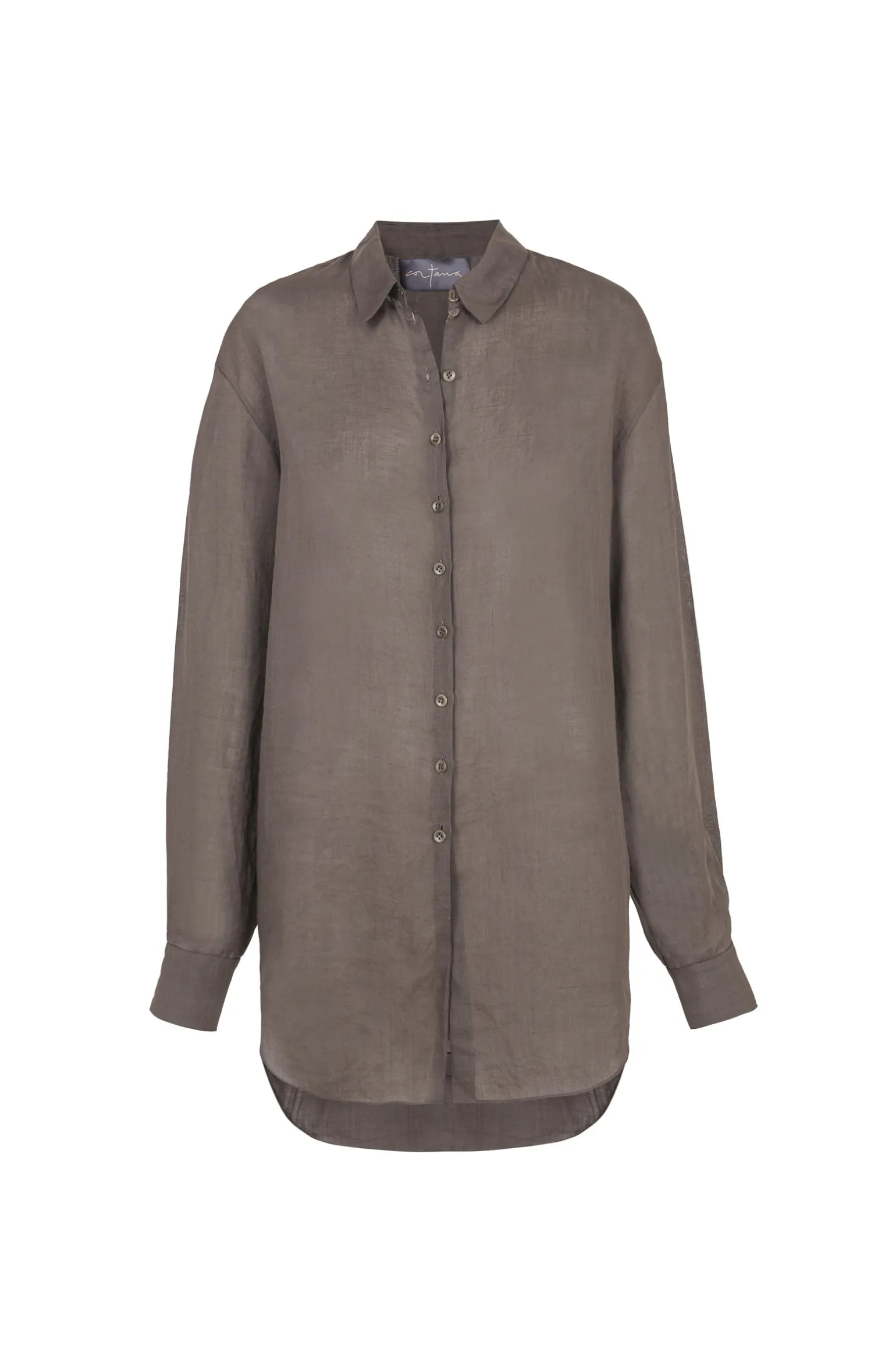 Dennis, chestnut oversize ramie shirt