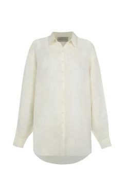 Dennis, ivory oversized ramie shirt