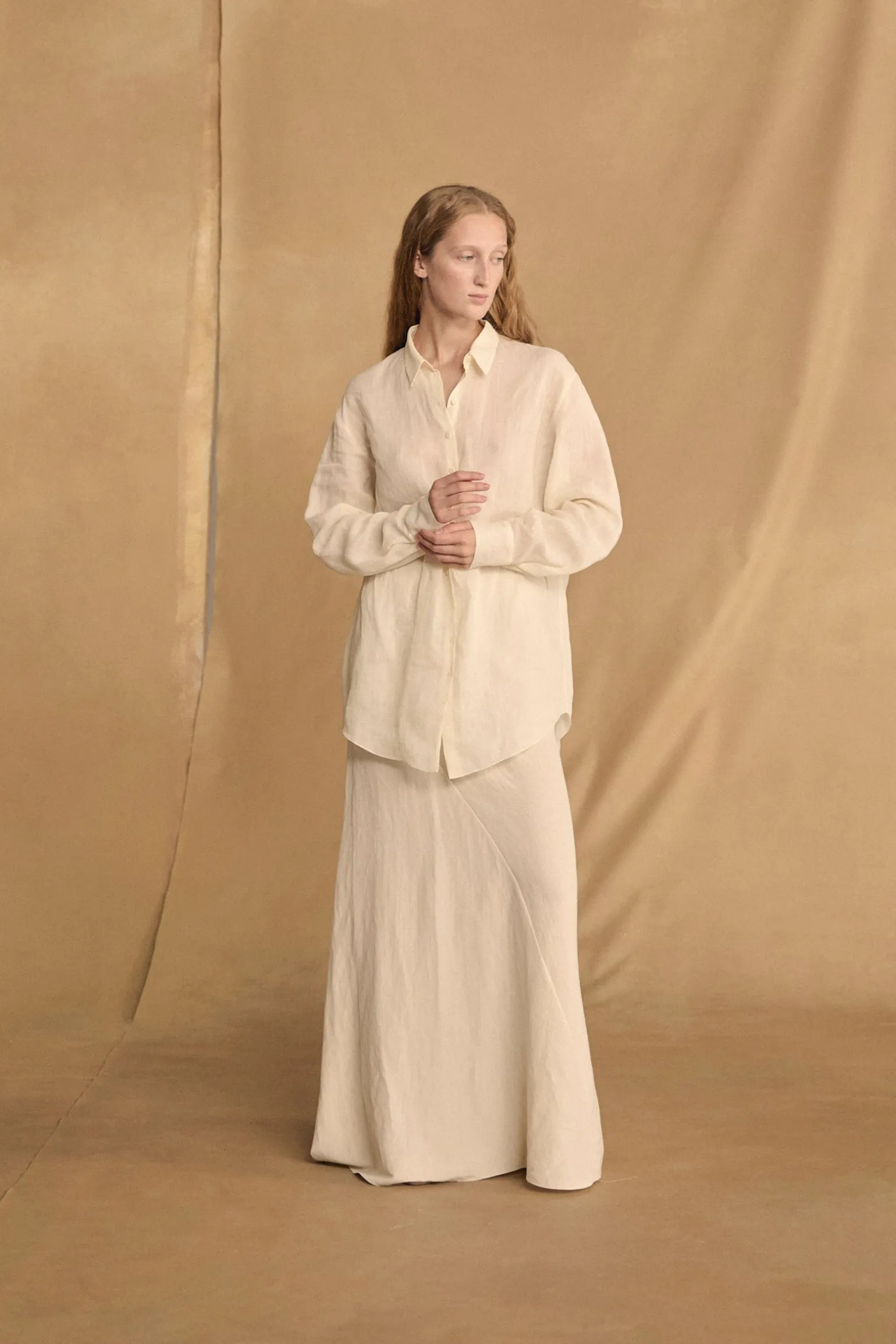 Dennis, ivory oversized ramie shirt