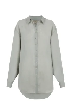 Dennis, sky blue oversized ramie shirt