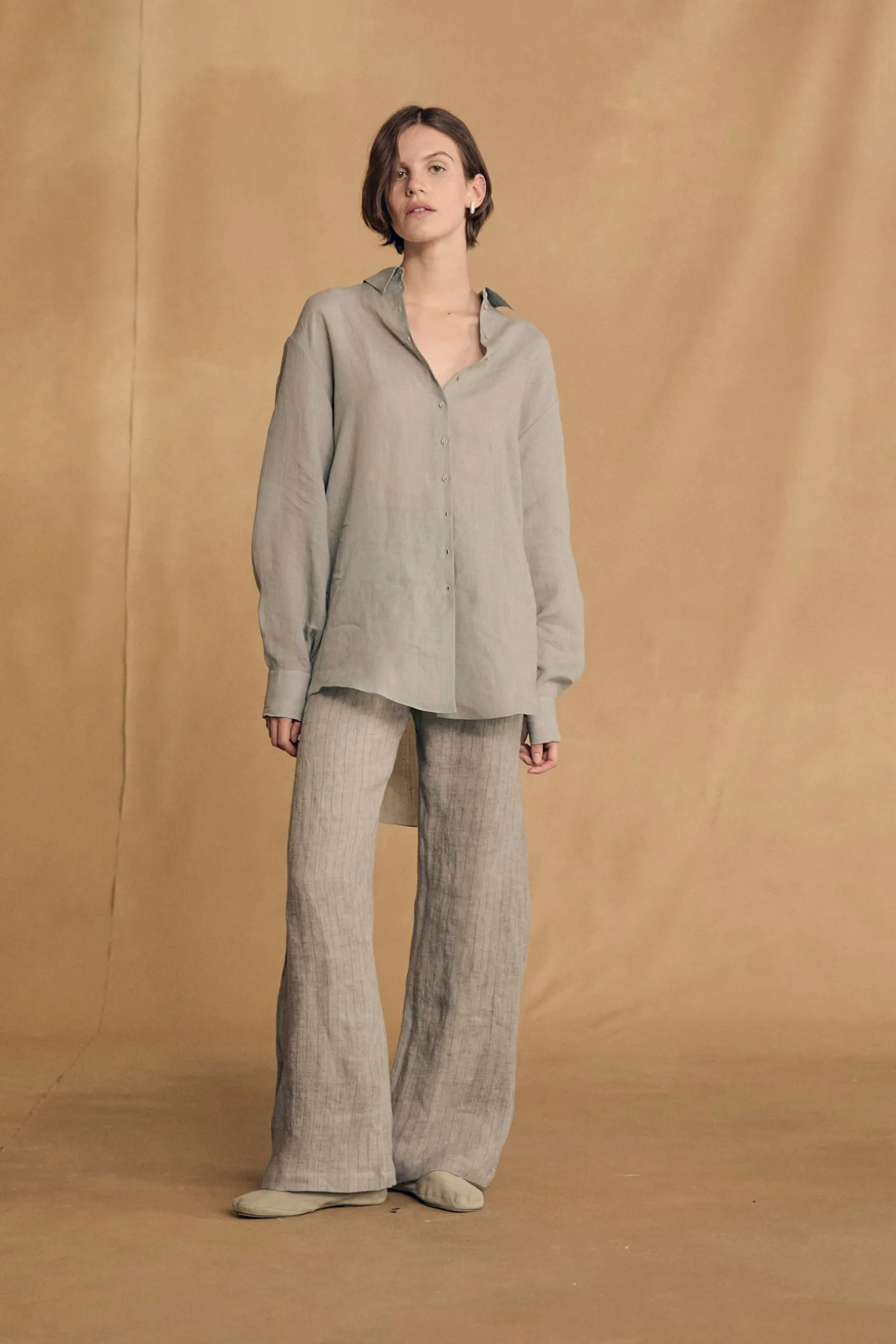 Dennis, sky blue oversized ramie shirt