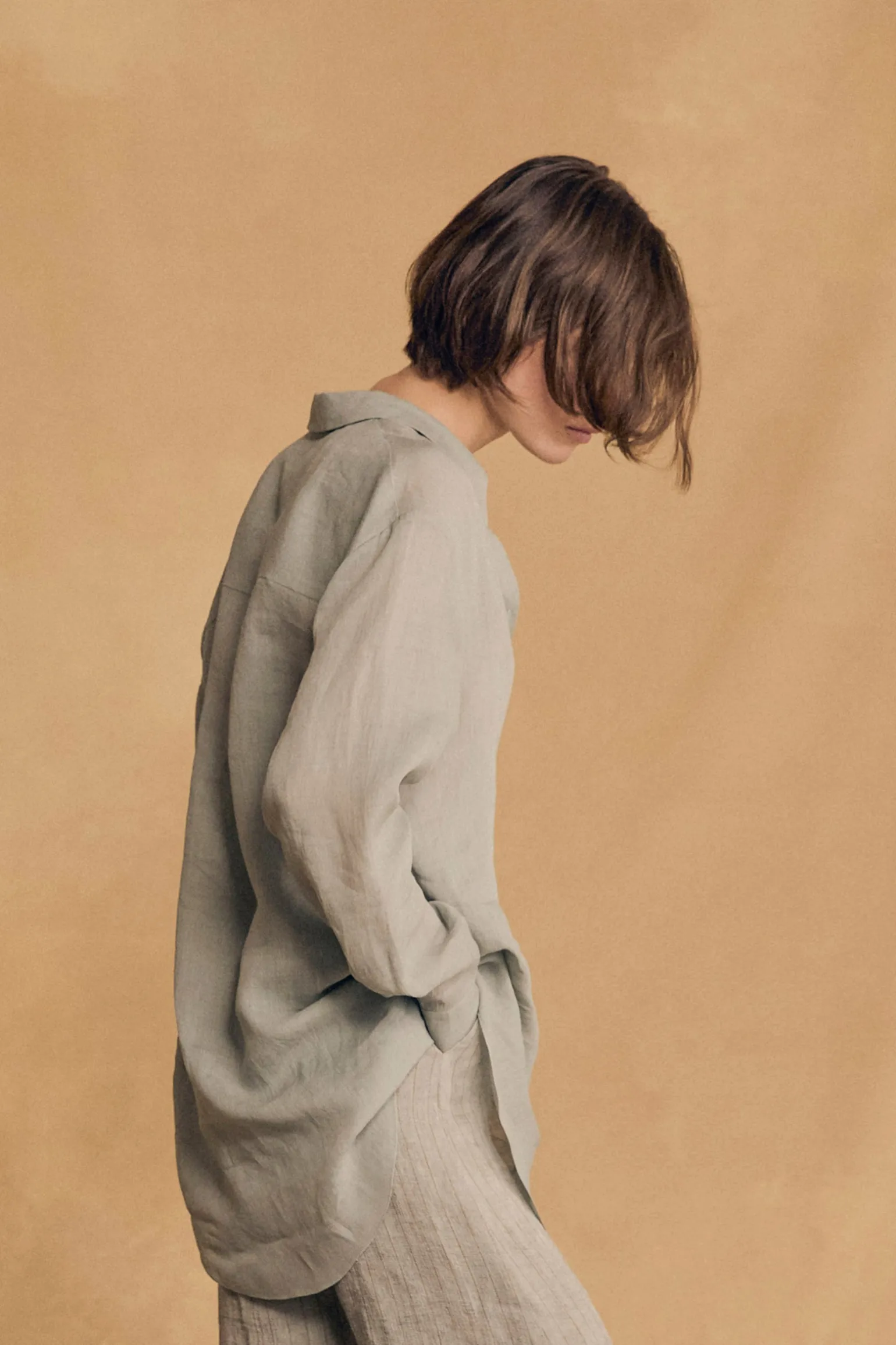 Dennis, sky blue oversized ramie shirt