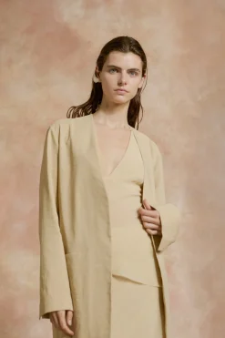 Dora, beige silk georgette top