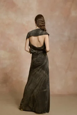 Dye, long stretch silk transformable dress