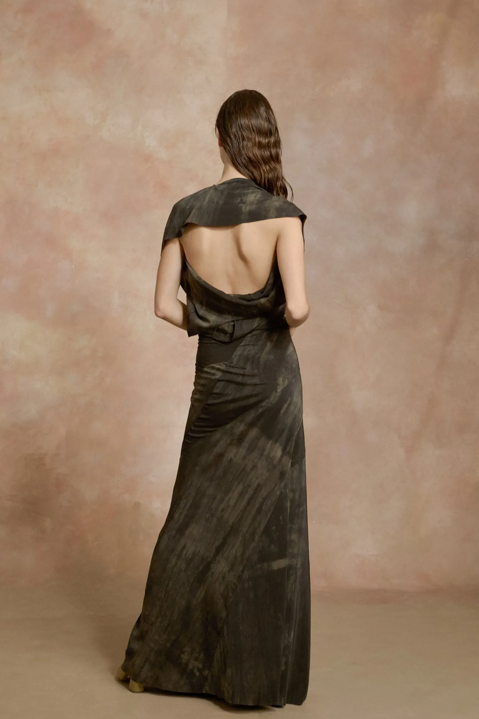 Dye, long stretch silk transformable dress