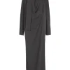 Edda, long dress in graphite stretch silk