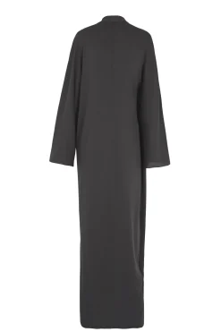 Edda, long dress in graphite stretch silk