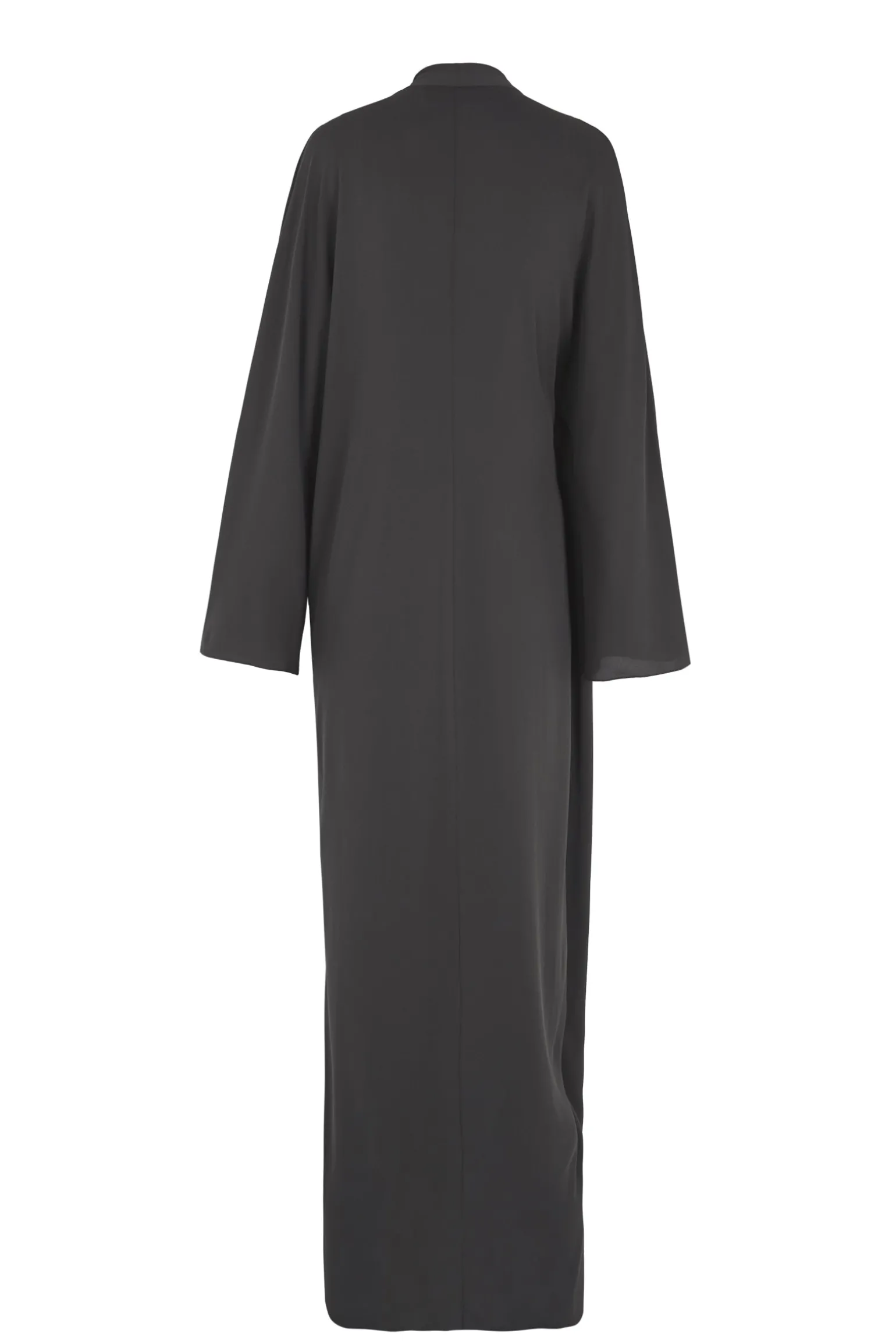 Edda, long dress in graphite stretch silk