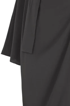 Edda, long dress in graphite stretch silk
