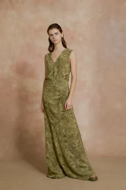 Elise, pua print organic silk dress
