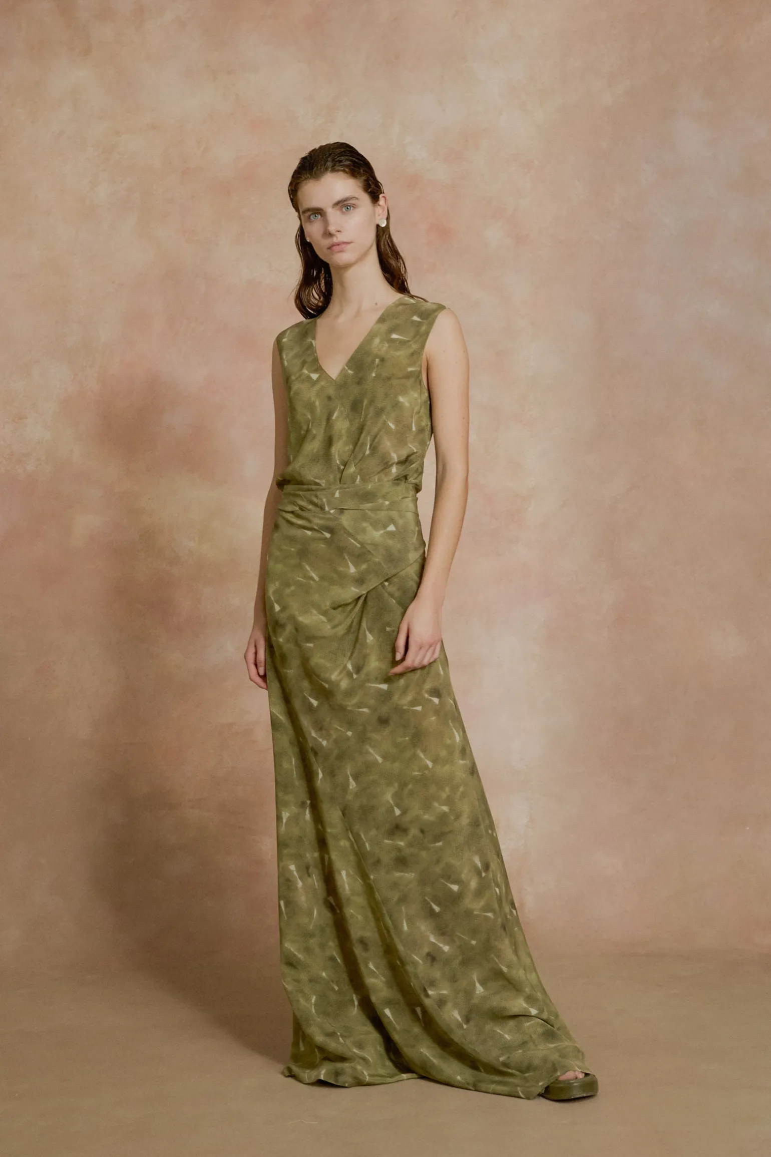 Elise, pua print organic silk dress