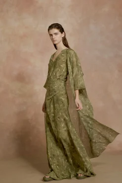 Elise, pua print organic silk dress
