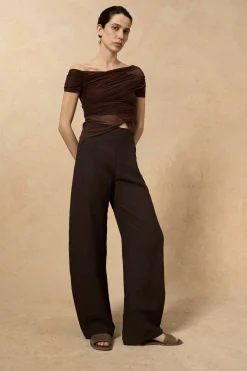 Fania, blueberry linen and viscose pants
