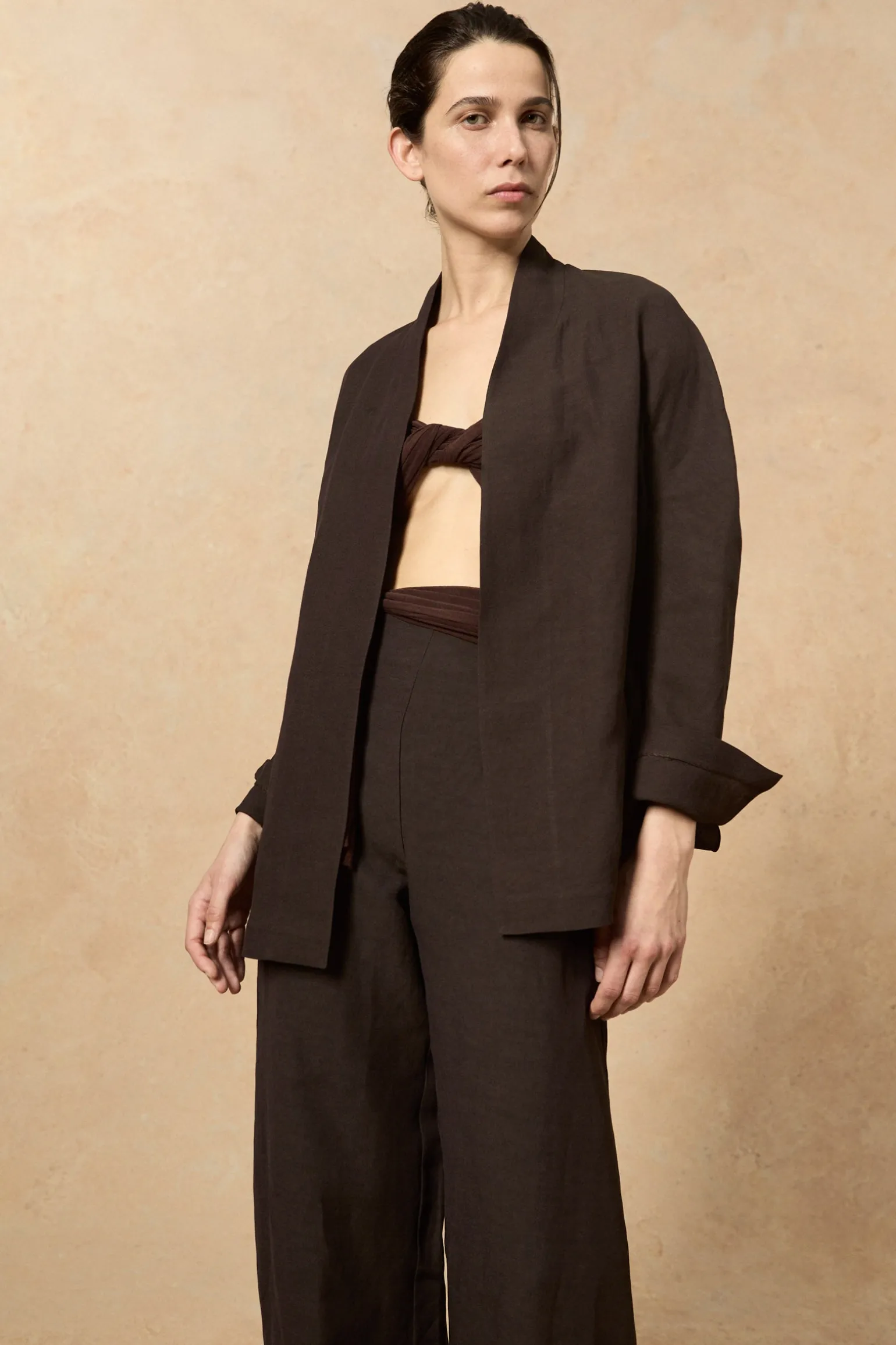 Fania, blueberry linen and viscose jacket