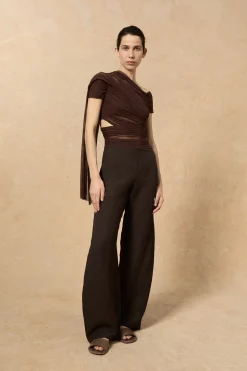 Fania, blueberry linen and viscose pants