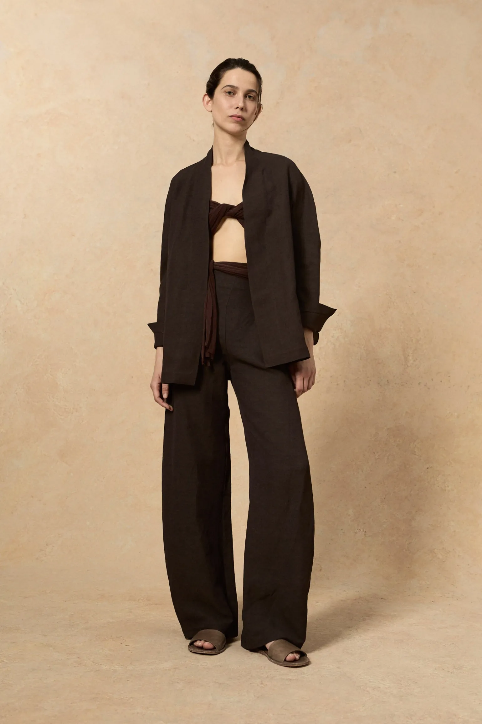 Fania, blueberry linen and viscose pants