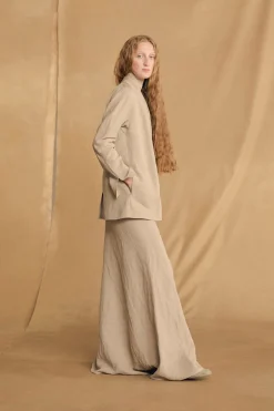 Fania, stone gray linen and viscose jacket