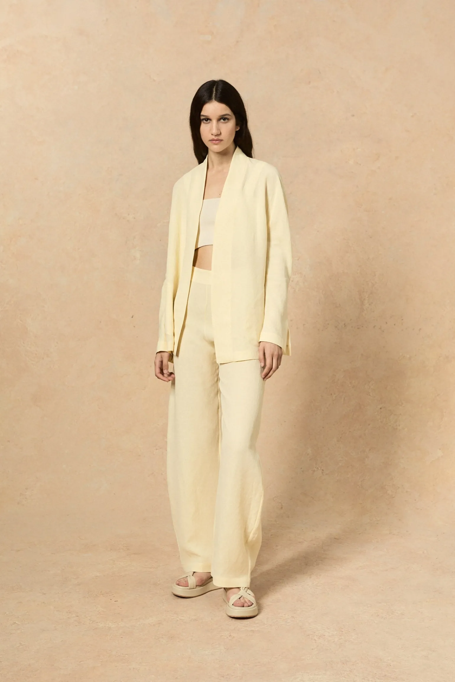 Fania, vanilla linen and viscose jacket