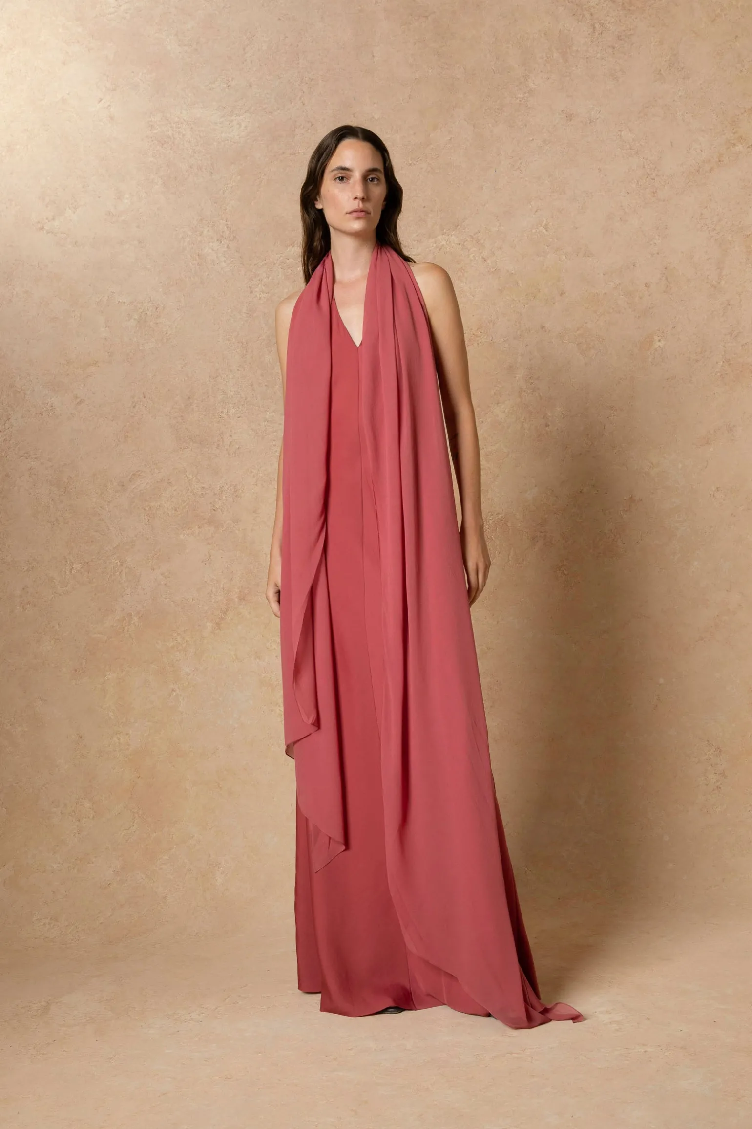 Farah, convertible dress in pink silk