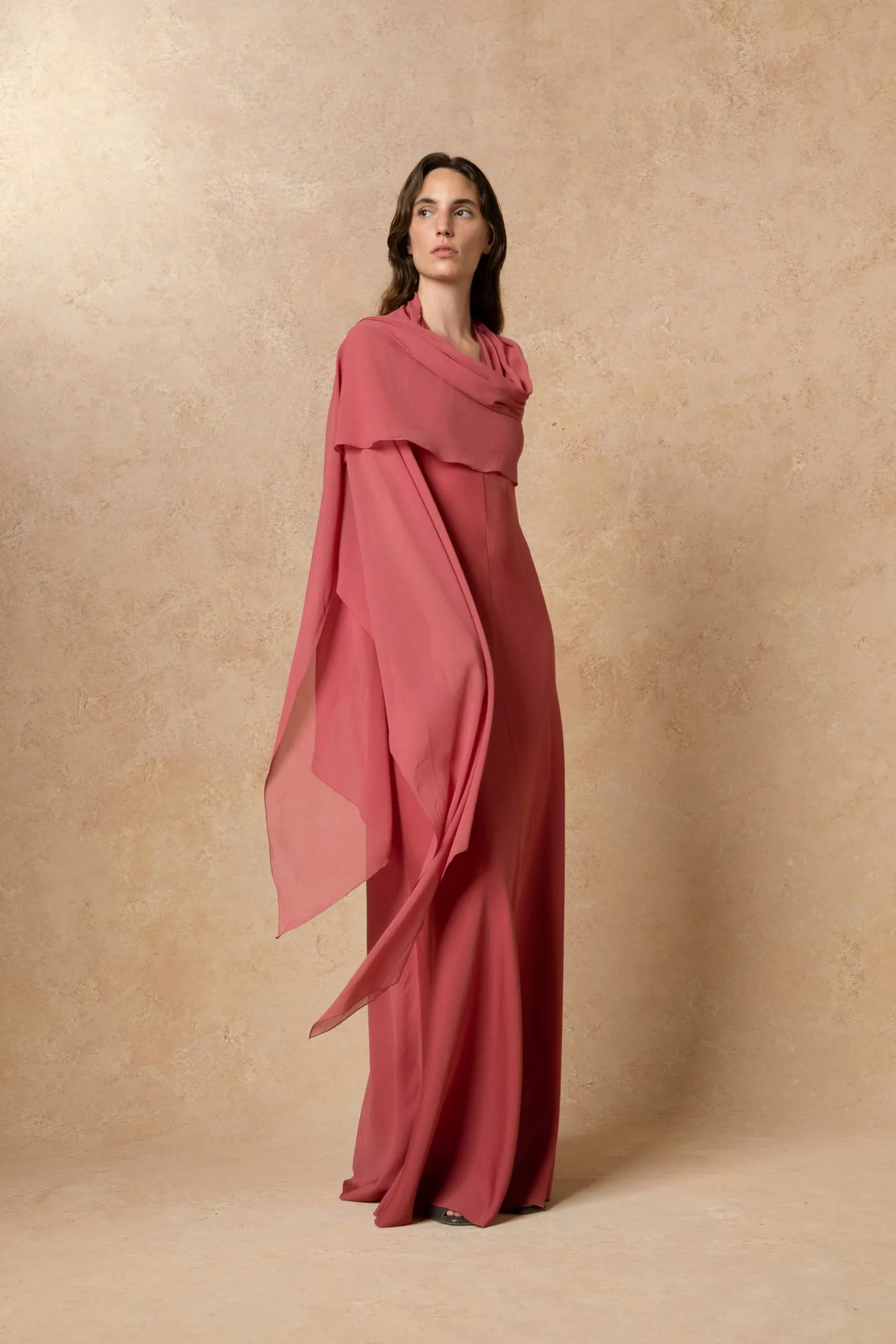 Farah, convertible dress in pink silk