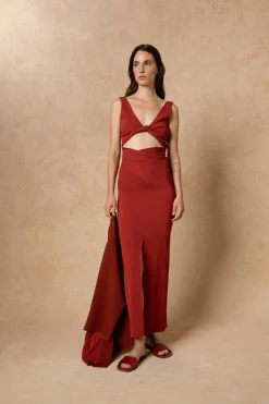 Fiona, carmine red crop top
