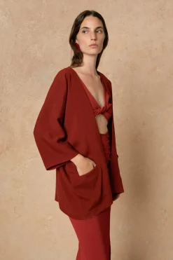 Fiona, carmine red crop top