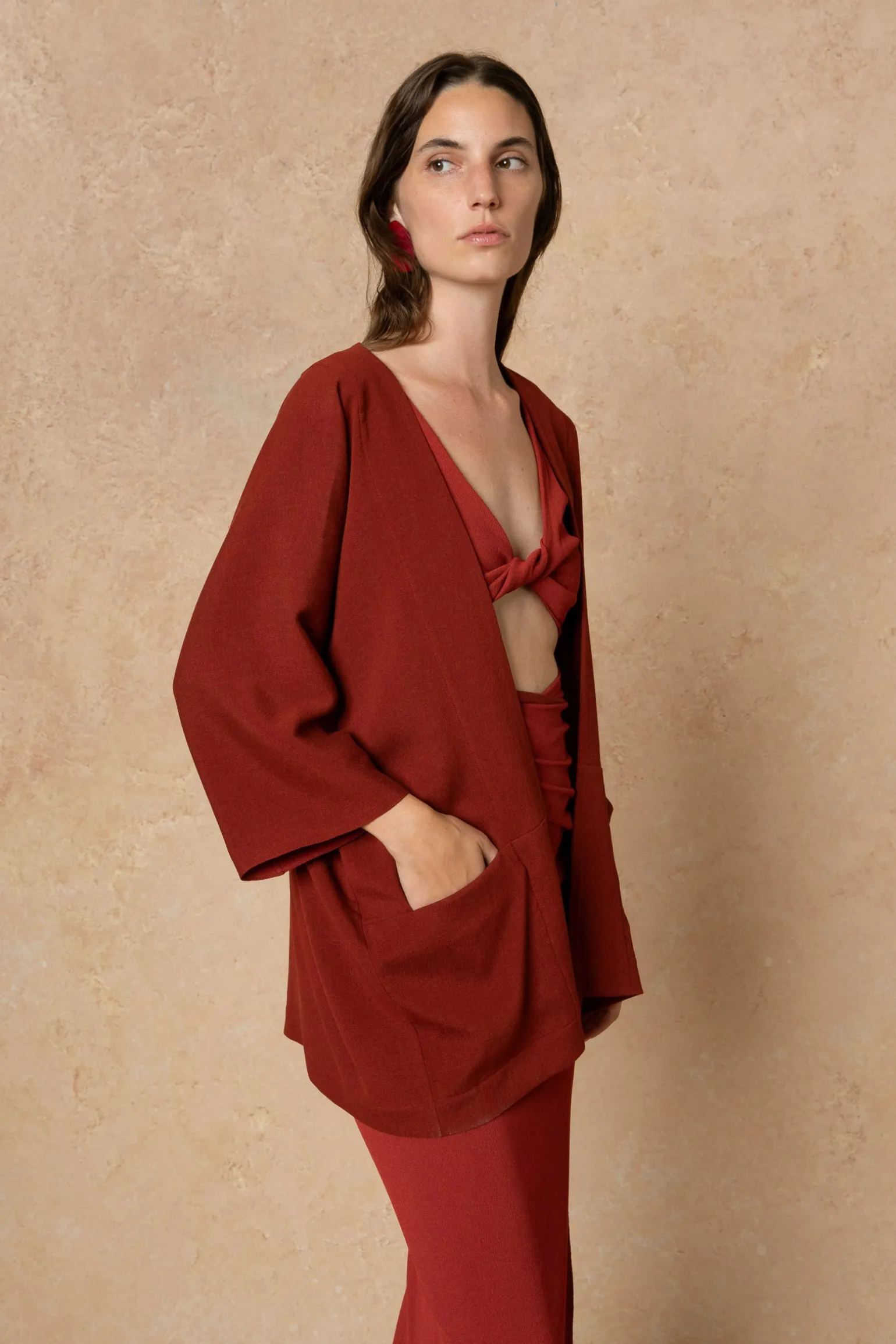 Fiona, carmine red crop top