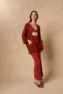 Fiona, carmine red jacket