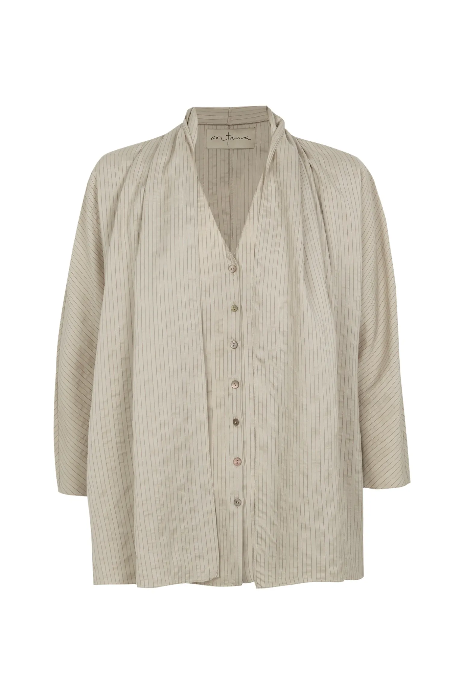 Frances, cinnamon striped silk top