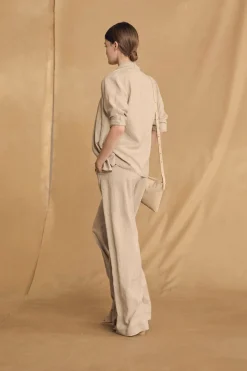 Frances, cinnamon striped silk top