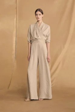 Francisca, cinnamon striped silk pants