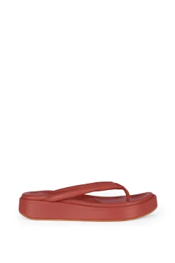 Geisha, clay leather platform flip flops