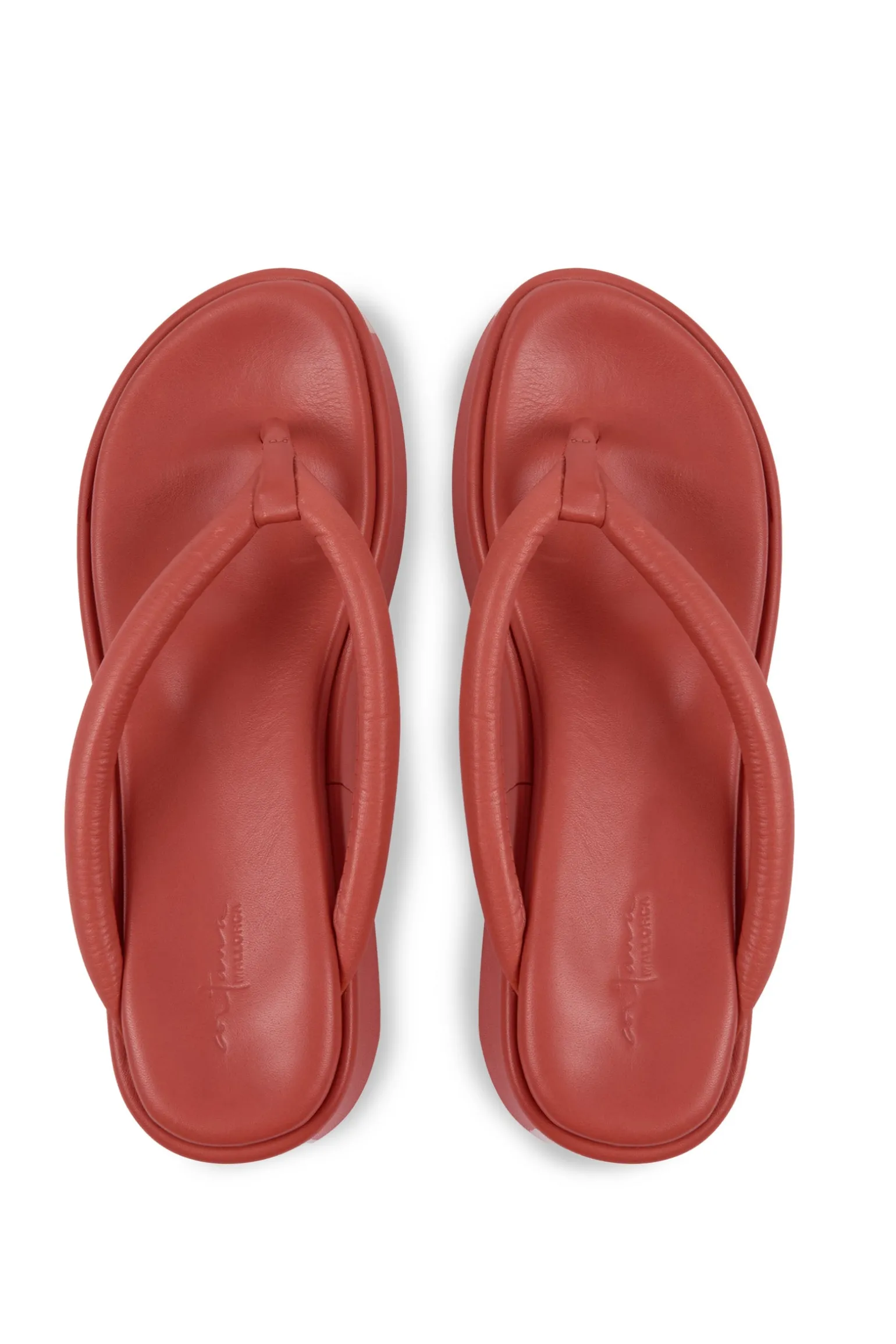 Geisha, clay leather platform flip flops
