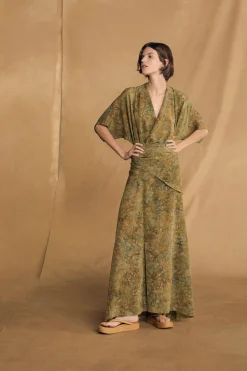 Geisha, mustard leather platform flip flops