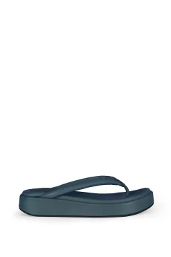 Geisha, ocean green platform flip flops