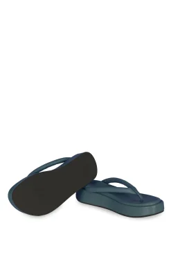 Geisha, ocean green platform flip flops