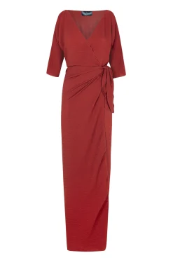 Genara, carmine red silk dress