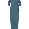 Genara, turquoise silk dress