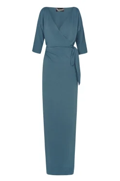 Genara, turquoise silk dress