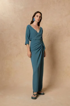 Genara, turquoise silk dress