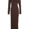 Genie, mahogany virgin wool dress
