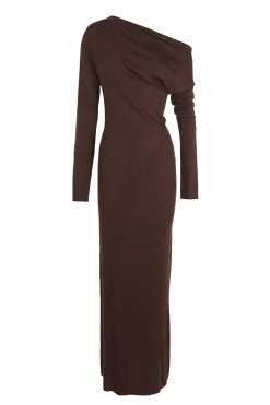 Genie, mahogany virgin wool dress