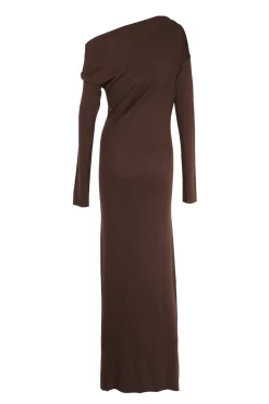 Genie, mahogany virgin wool dress