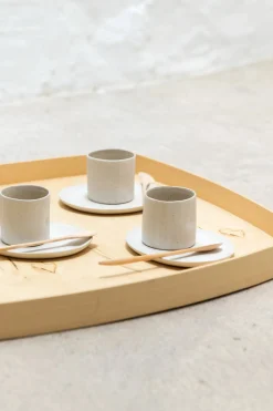 Geom, geometric orange wood trays