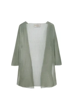 Giulia, aqua silk knit jacket