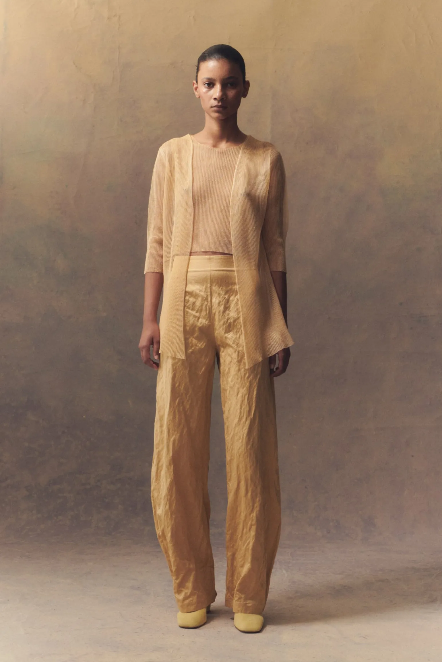 Giulia, peach silk knit jacket
