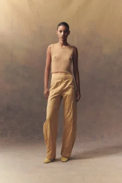 Giulia, peach silk knit top