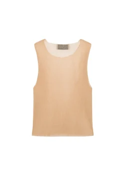 Giulia, peach silk knit top