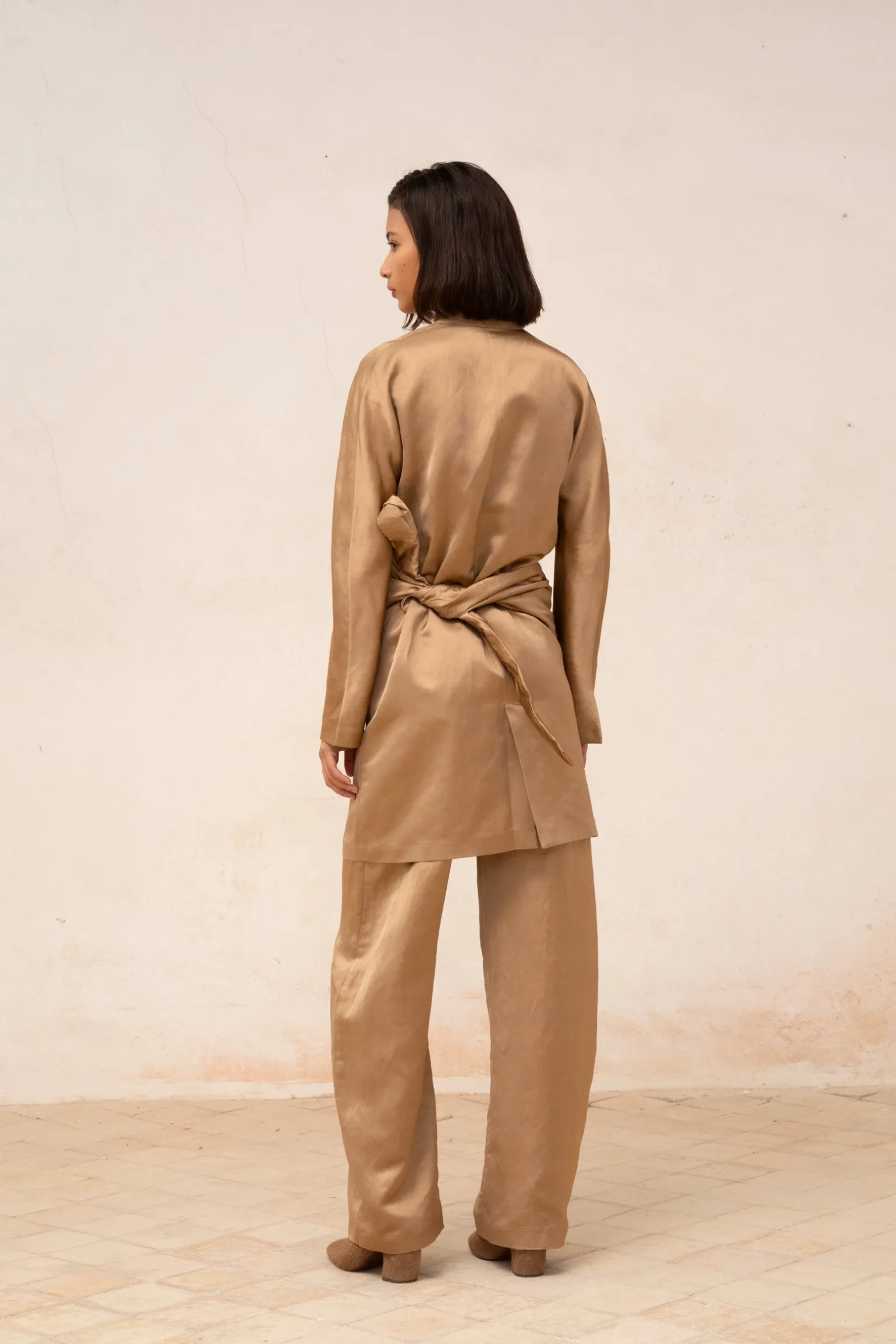 Gloria, cocoa linen and viscose pants